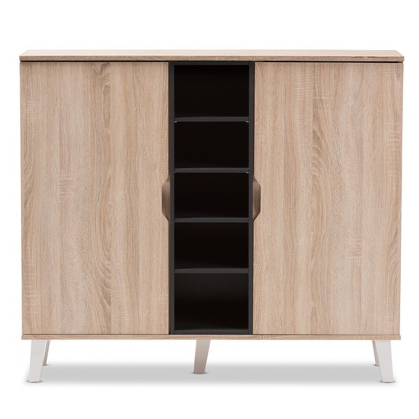 Mid-Century Oak and Grey Wood Storage Cabinet by Baxton Studio - - 16602391