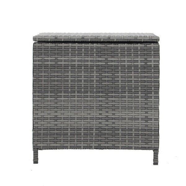 Outdoor Wicker Side Table with Storage