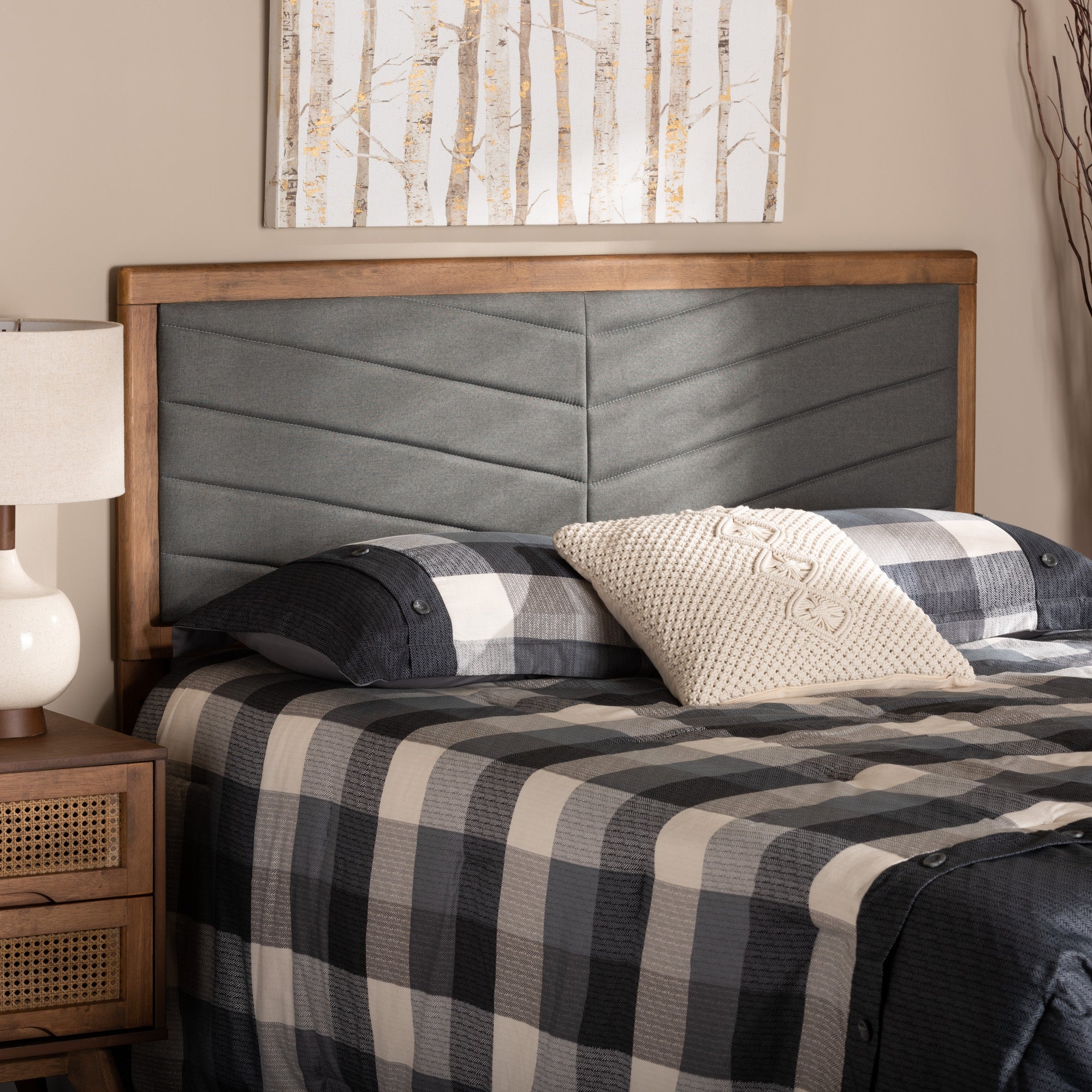 Iden Modern and Contemporary Wood Headboard-Dark Grey - - 34353479