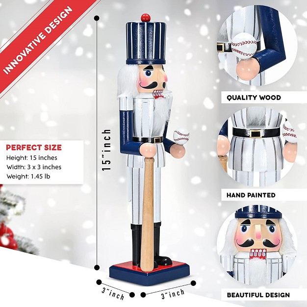 Ornativity Baseball Wooden Nutcracker 15 In