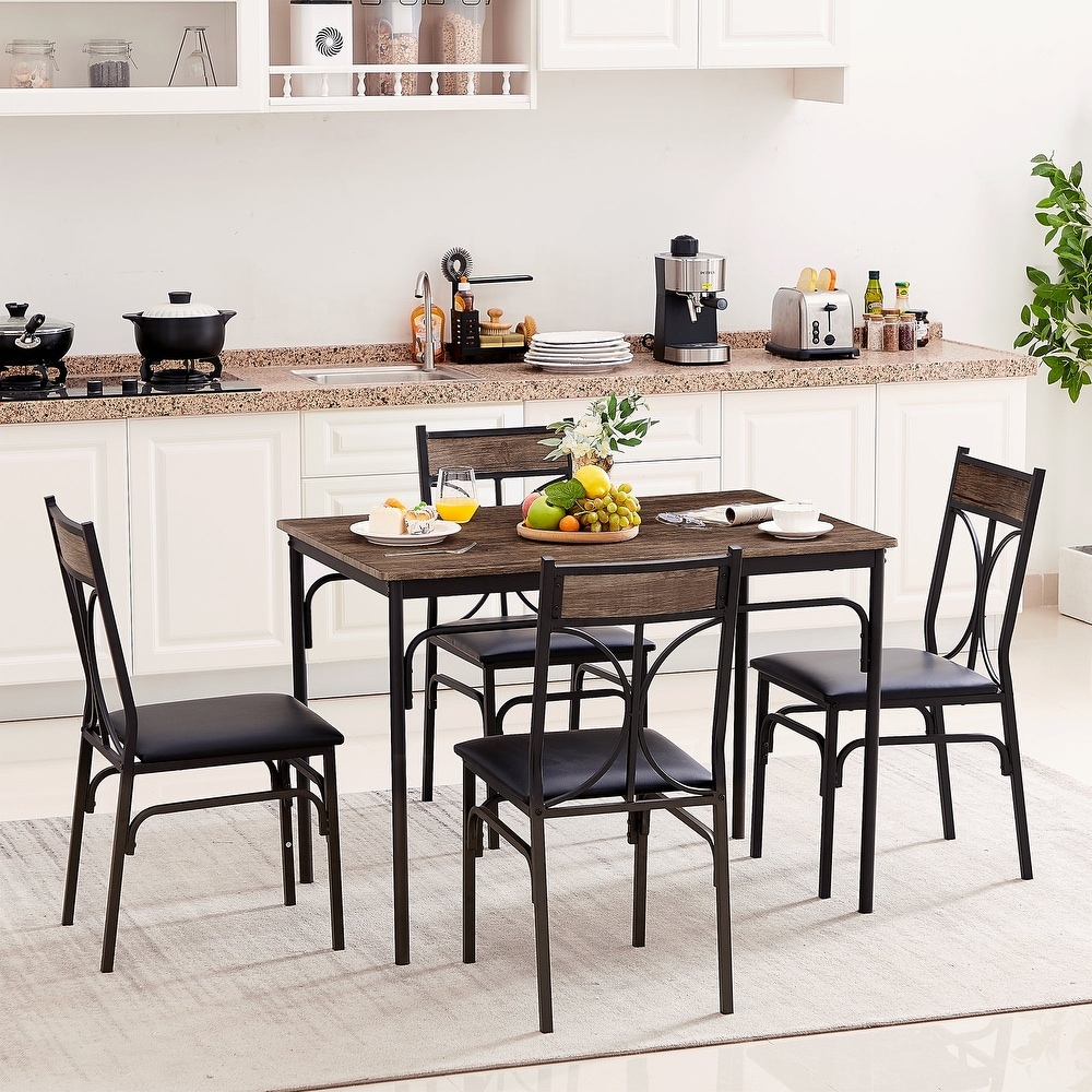 VECELO Bistro Kitchen Dining Table and Dining Chair Set of 2 or 4 (3PCS/5PCS)