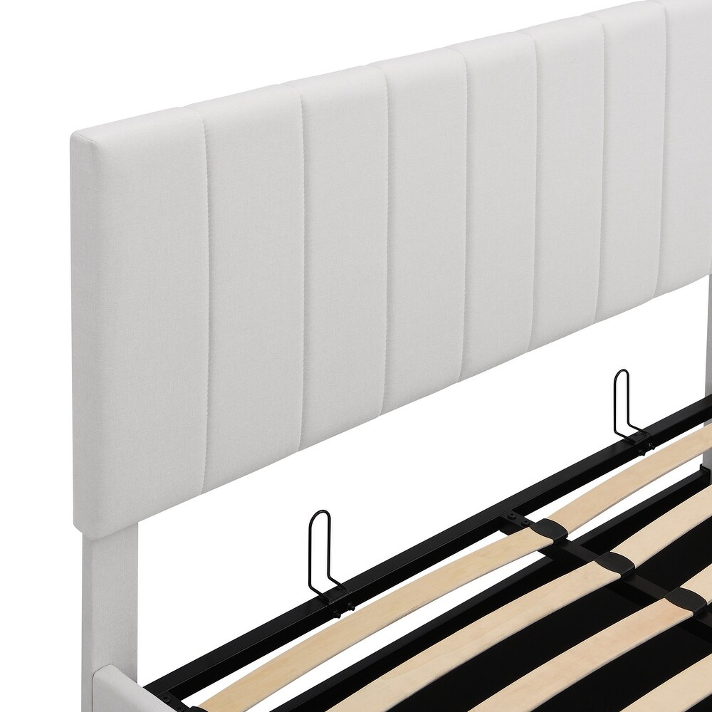 Upholstered Platform bed with a Hydraulic Storage System