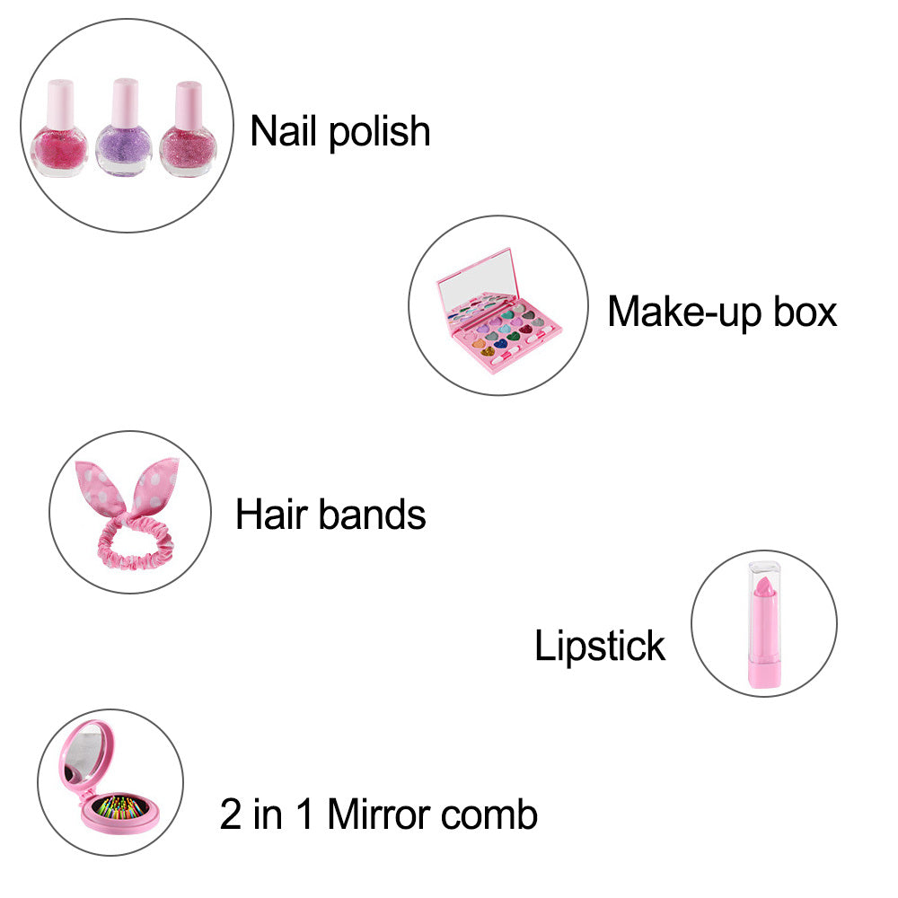 Makeup Girls Toy 19 Pcs Kids Makeup Kit for Girls Non Toxic Make Up Set Little Girls Makeup Kit for Toddler Children Princess Gift Toys Set Mountdog