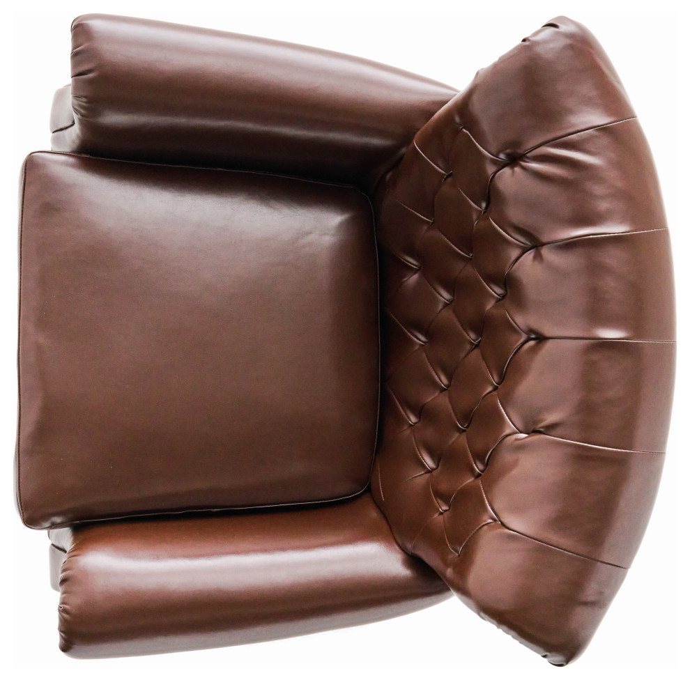 GDF Studio Tufted Leather Club Chair  Chestnut Brown and Dark Brown   Transitional   Armchairs And Accent Chairs   by GDFStudio  Houzz