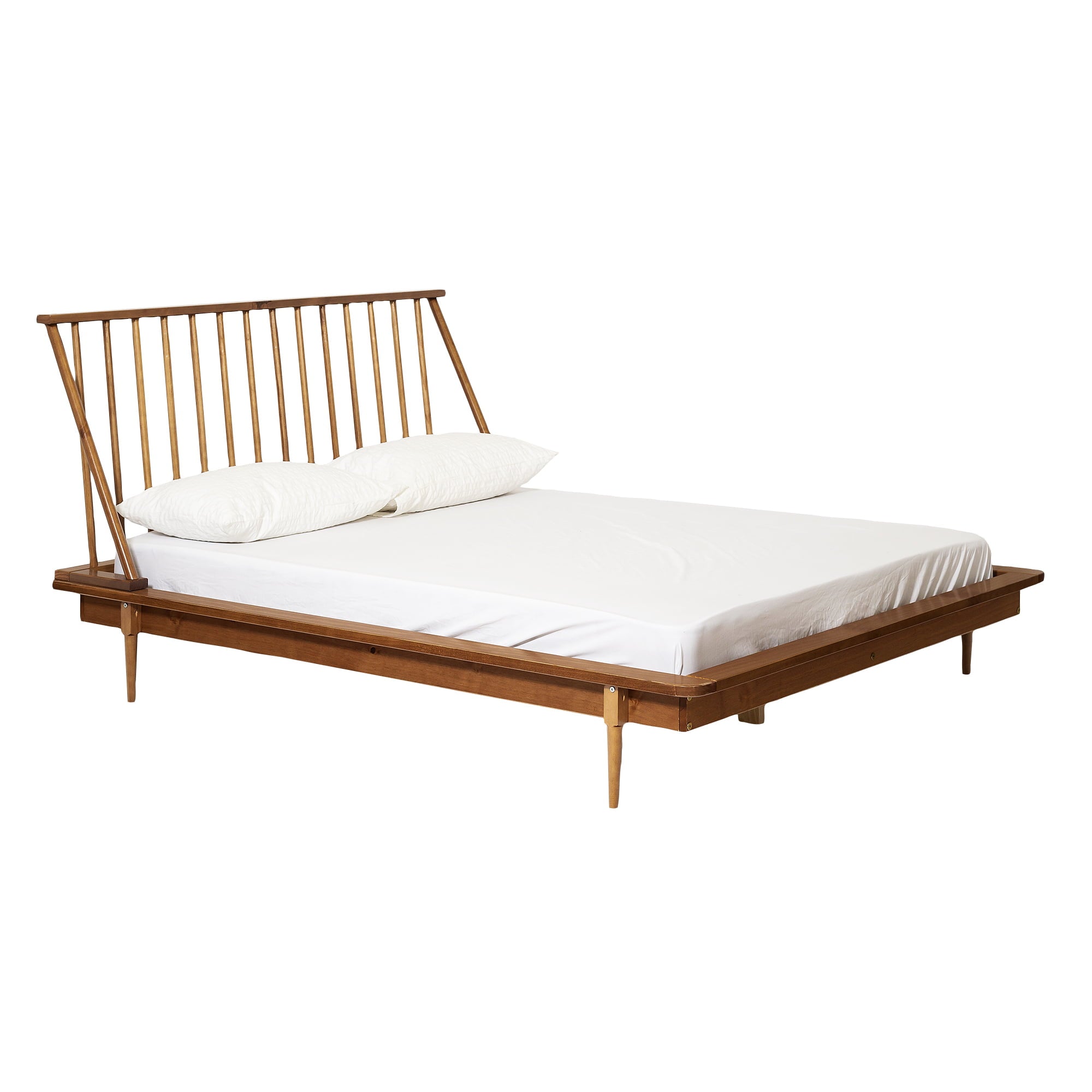 Desert Fields Modern Boho Queen Size Solid Wood Platform Bed, Caramel