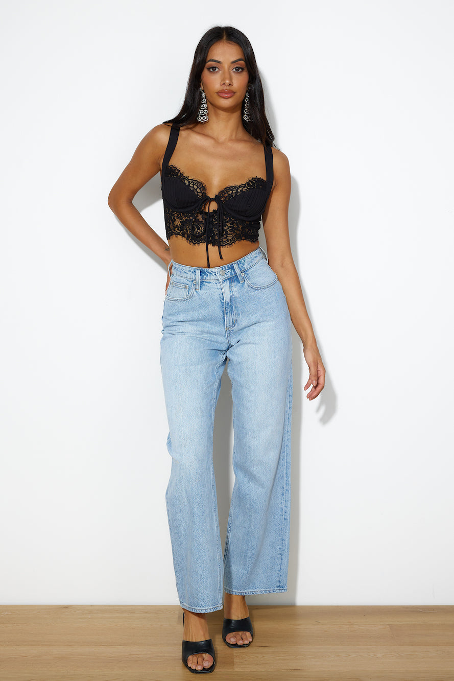 Lace Moment Crop Top Black