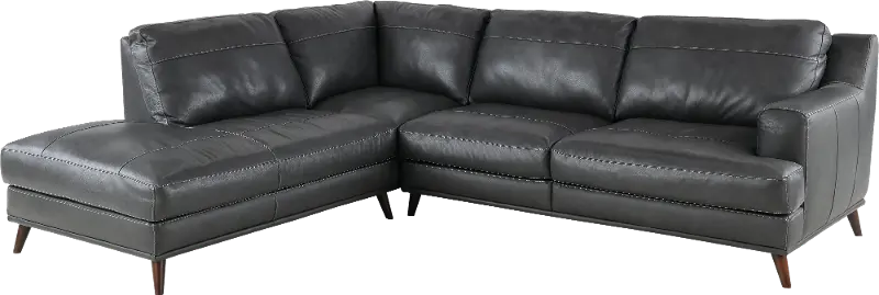 Caruso Gray 2 Piece Leather Sectional