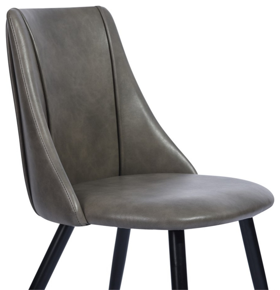 Homycasa 32.7 quotH Modern Leather Dining Chair in Gray (Set of 2)   Midcentury   Dining Chairs   by Homesquare  Houzz