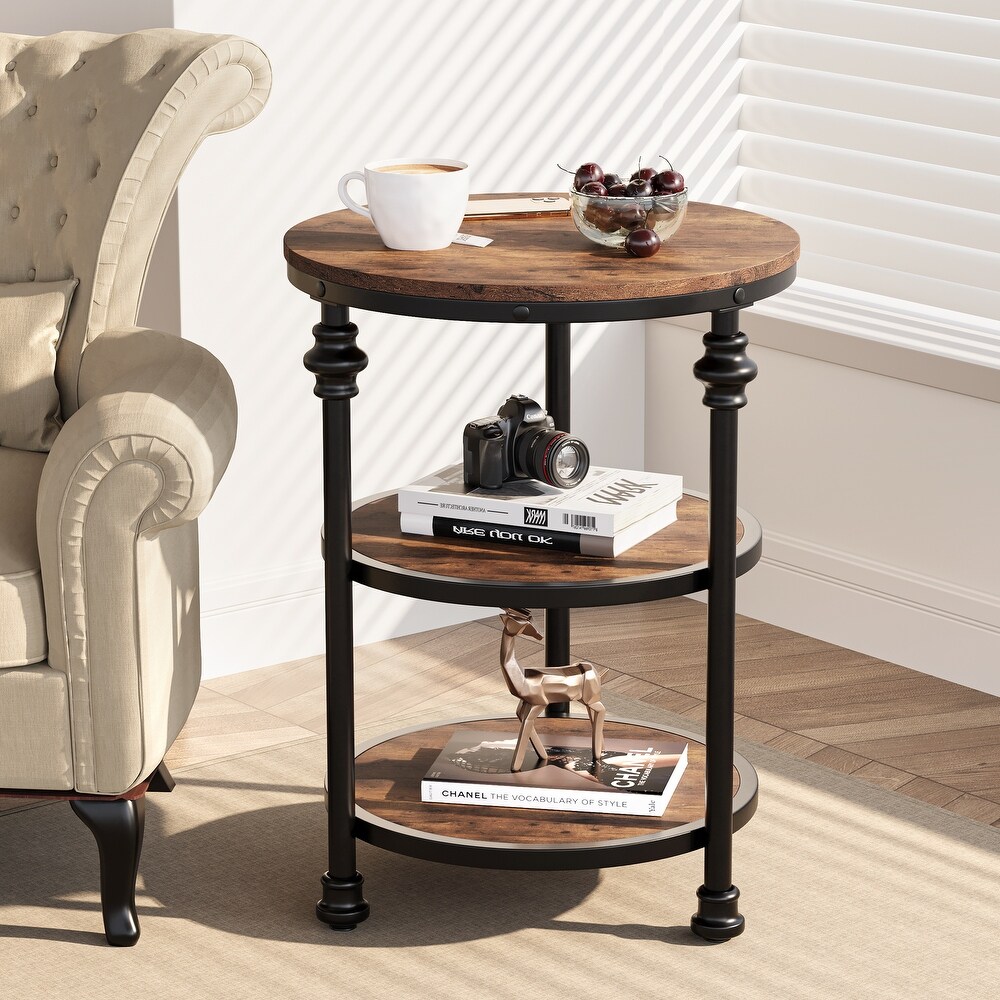 End Table 3 Tier Round Side Table