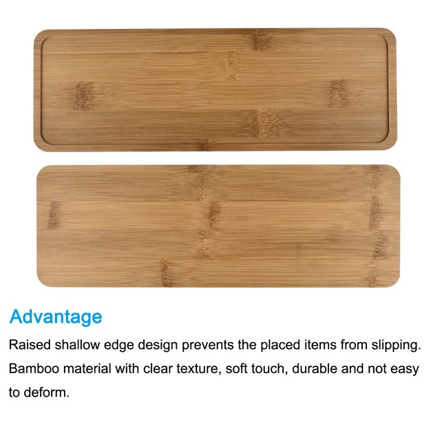 Unique Bargains Indoors Bamboo Rectangular Plant Pot Saucer Flower Drip Tray 28x9 5cm Wood Color 1pc