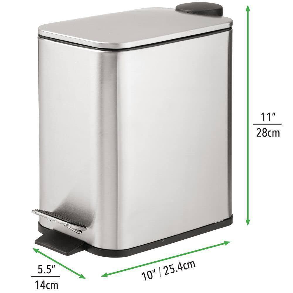 Dracelo 1.3 Gal. Rectangular Small Steel Step Trash Can Wastebasket in Chrome B07TLMRSYN