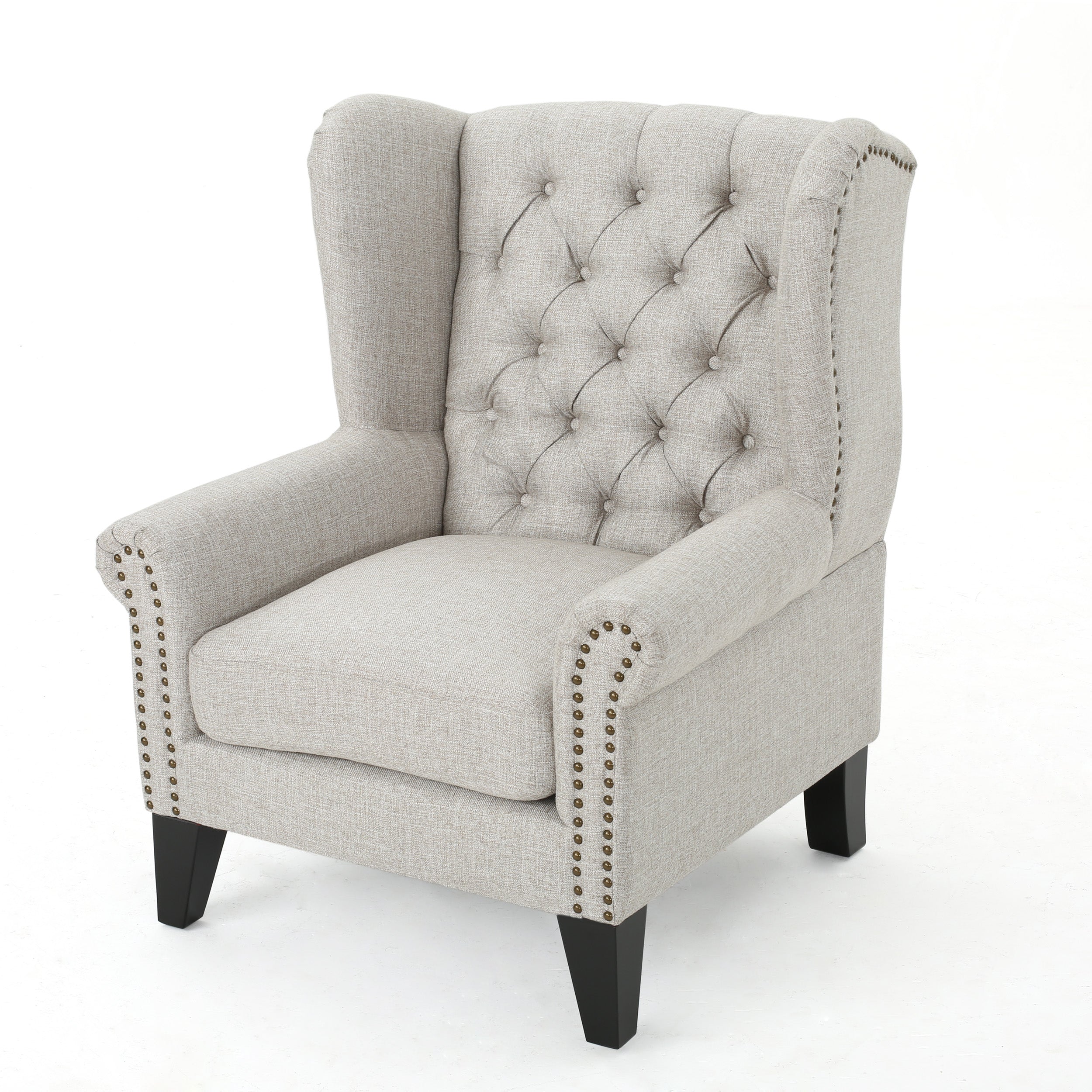 Lainie Traditional Tufted Winged Fabric Accent Chair