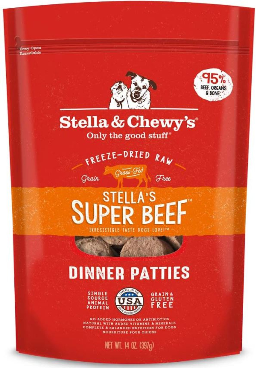 Stella and Chewy's Freeze-Dried Raw Stella's Super Beef Dinner Patties Dog Food， 25 Oz.