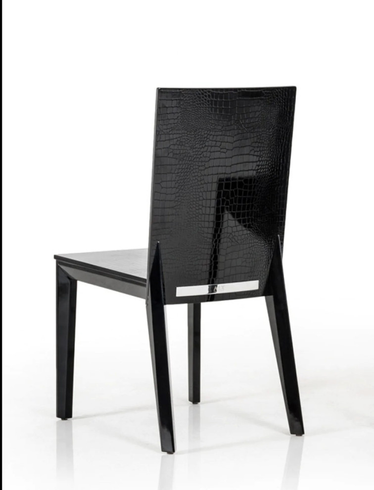 Potter Black Crocodile Dining Chair  Set of 2   Contemporary   Dining Chairs   by V.S.D Furniture  Houzz