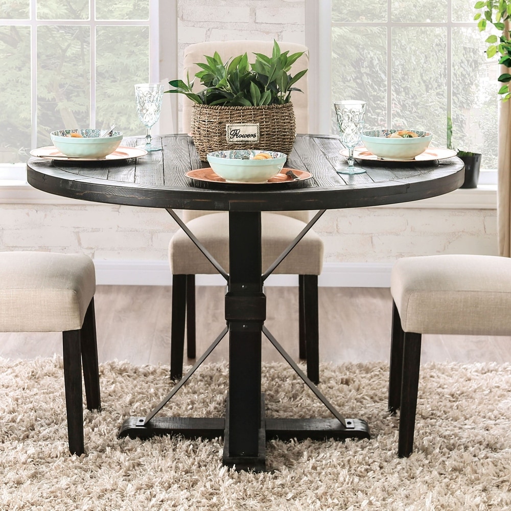 Furniture of America Lakeside Rustic Black 48 inch Wood Dining Table