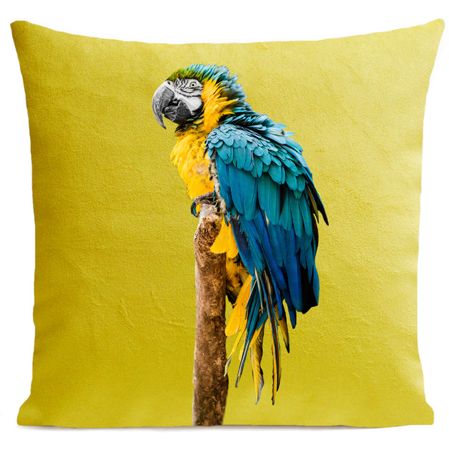 Parrot Cushion 40x40cm, yellow