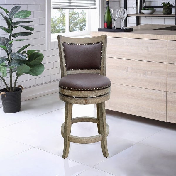 29-inch Cantabria Wire-brush Swivel Stool， Weathered White