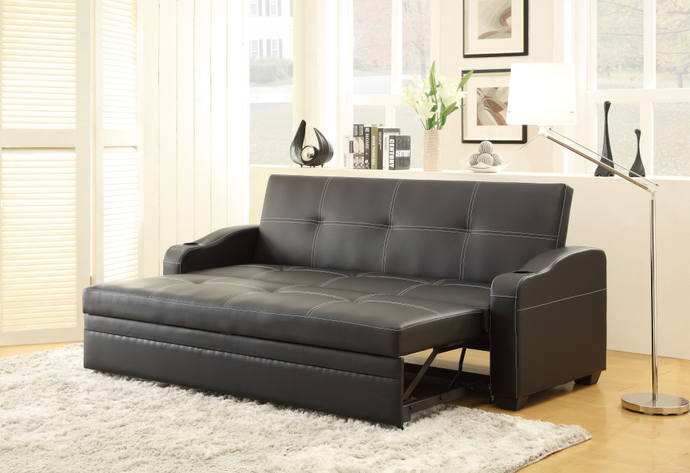 Escher Click Clack Sofa  Black   Contemporary   Sleeper Sofas   by Lexicon Home  Houzz