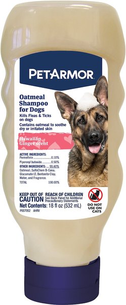 PetArmor Flea and Tick Oatmeal Shampoo Hawaiian Ginger  Scent Dog Shampoo， 18-oz bottle