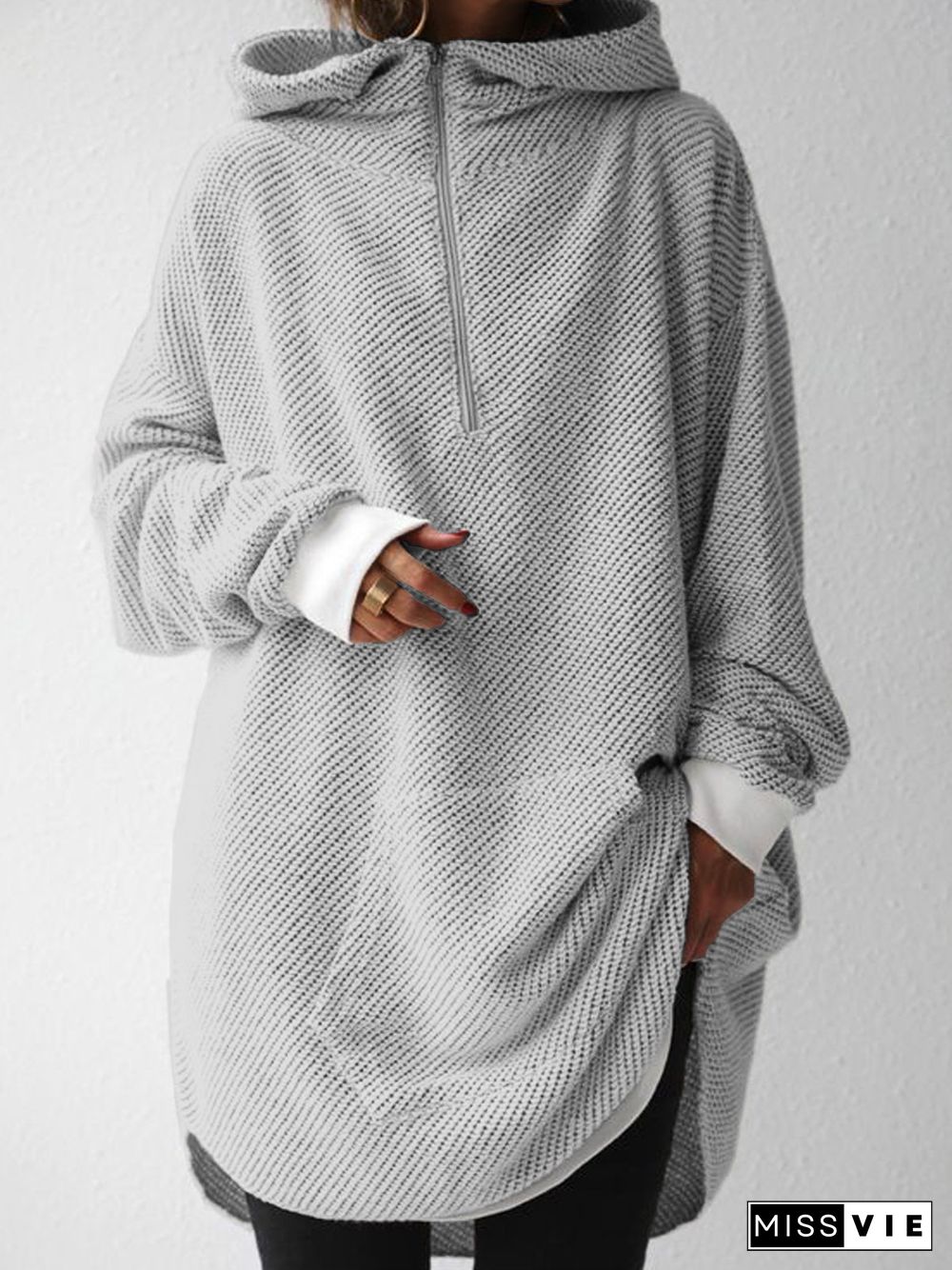 Hoodie Casual Shift Plain Sweatshirts