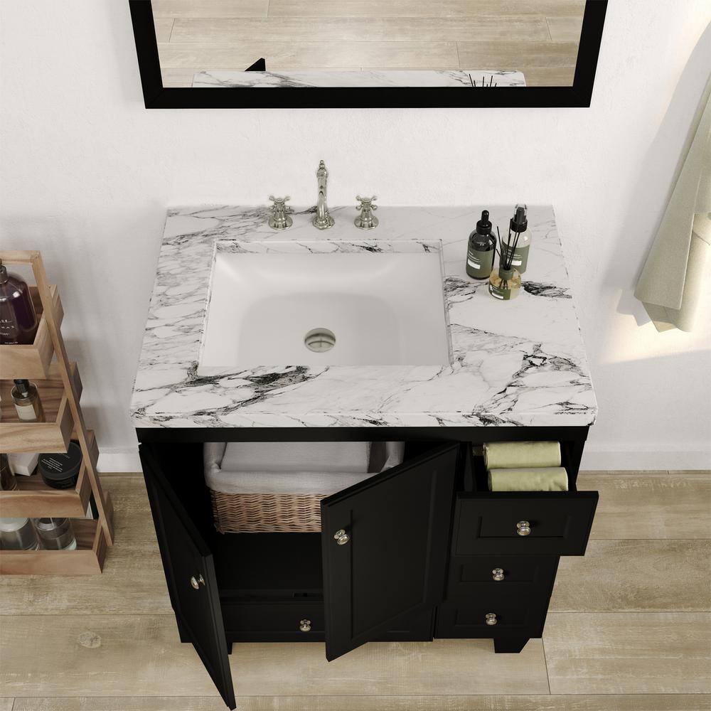 Eviva Acclaim 30 in. W x 22 in. D x 34 in. H Bath Vanity in Espresso with White Carrara Marble Top with White Sink EVVN69-30ES