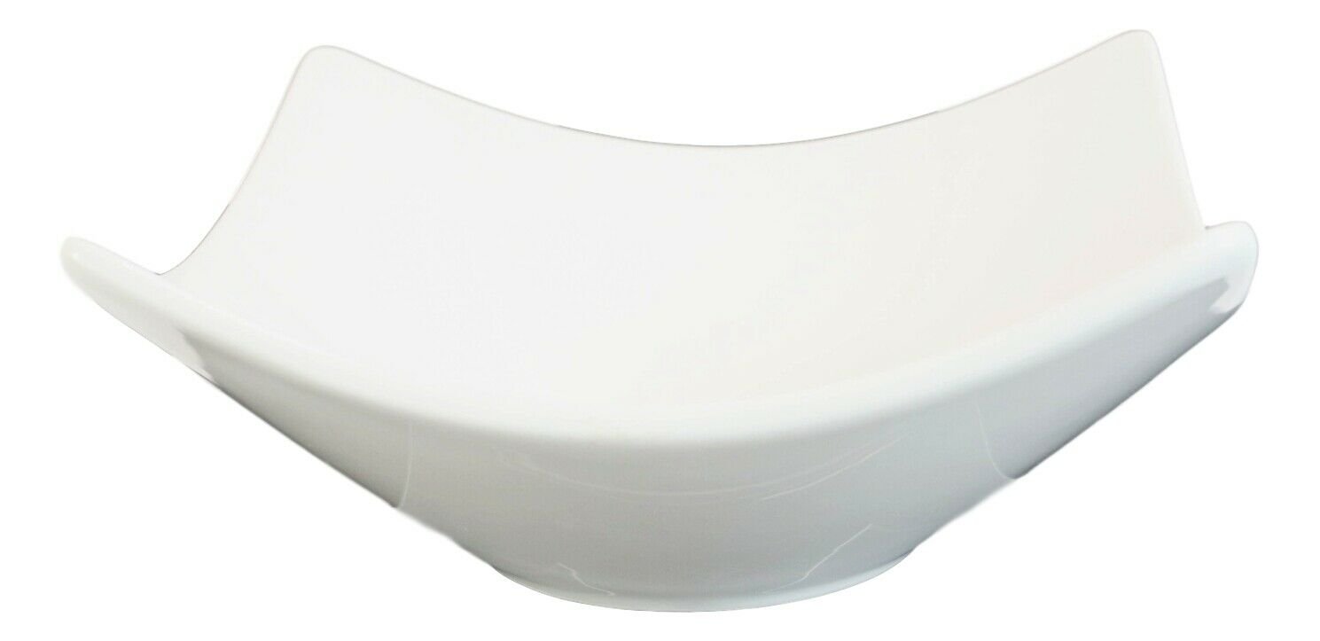 1 Pack Of 6 Contemporary White Quad Cornered 12oz Rice Soup Sauce Porcelain Bowls EBR02