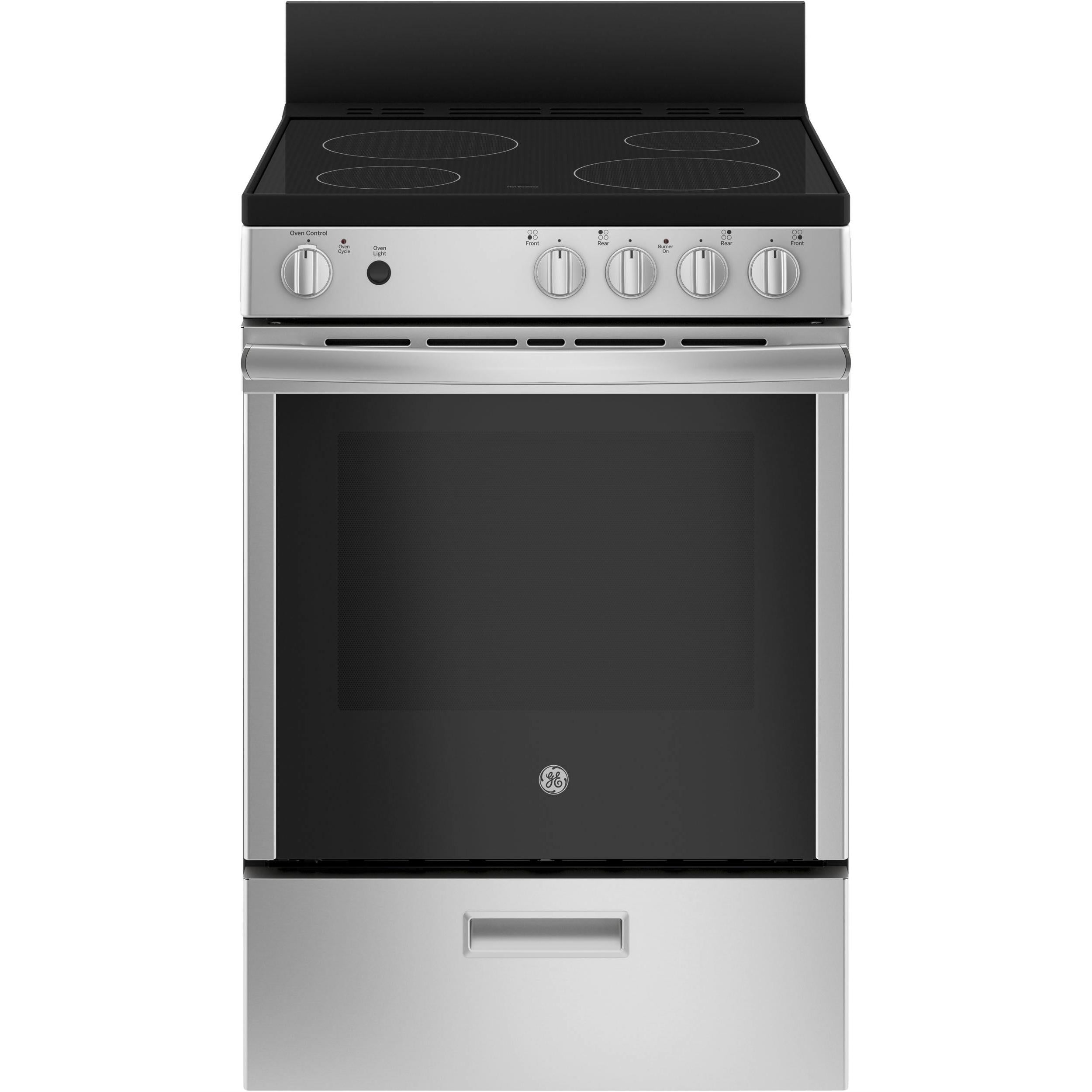 GE 24-inch Freestanding Electric Range with Removable Backguard JCAS640RMSS