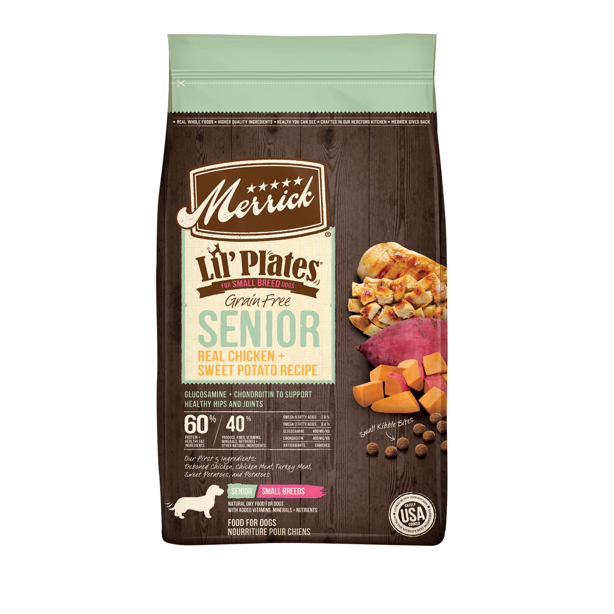 MERRICK Lil' Plates Small Breed Grain Free Real Chicken and Sweet Potato Recipe Senior Dry Dog Food， 12 lbs.