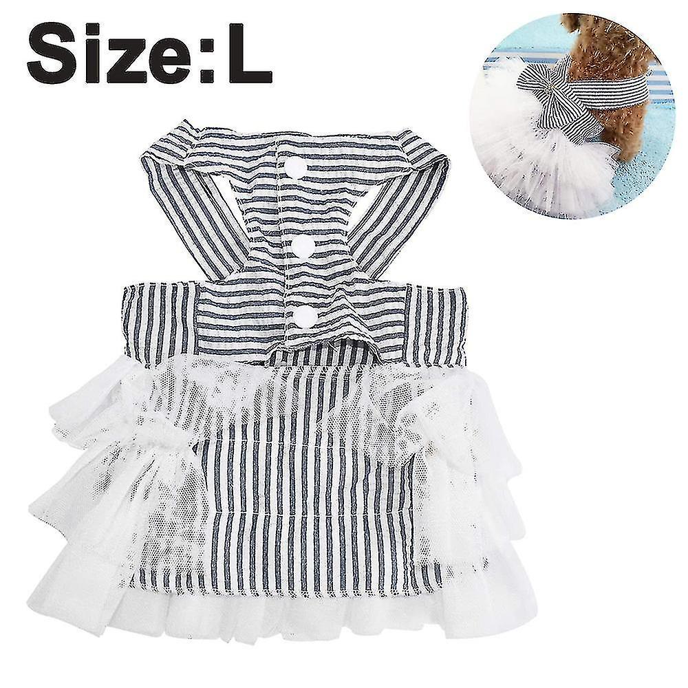 Pet Doggy Cats  Fancy Tutu Adorable Striped Mesh Dress Princess Petite Vest Doggie Bowknot Dresses F