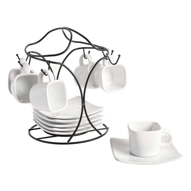 Gibson Elite Gracious Dining 12 Piece 3 25 Ounce Ceramic Espresso Cup And Saucer Set In White