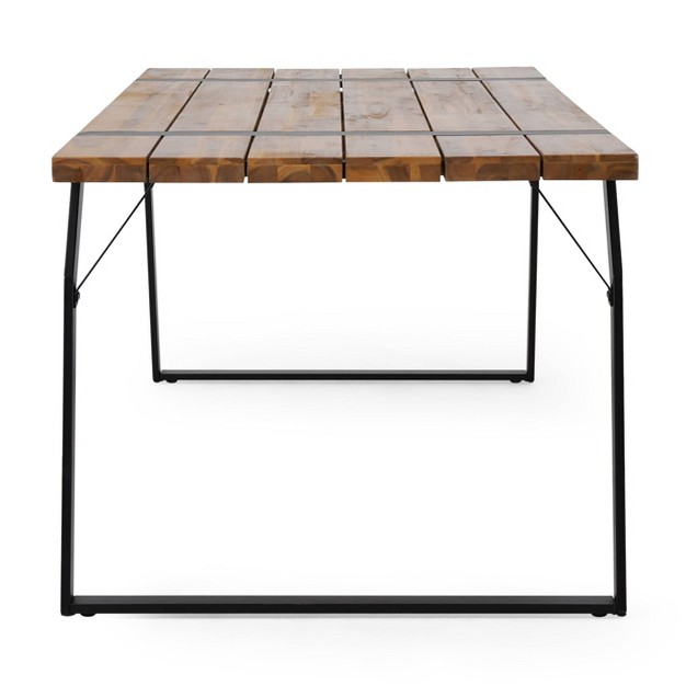 Varva Rectangular Outdoor Acacia Wood Dining Table Teak black Christopher Knight Home