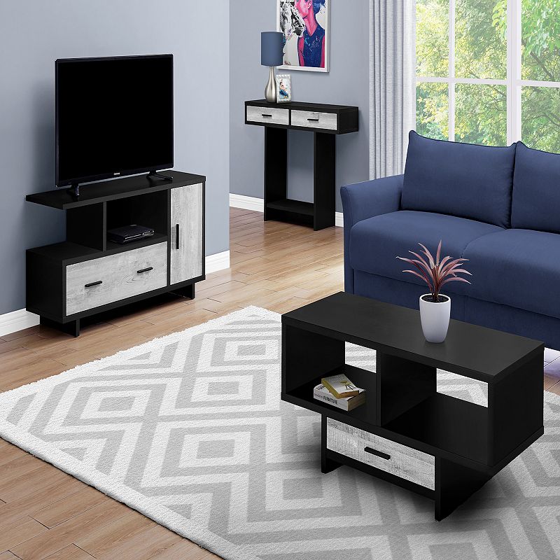 47.25 Black and Gray Contemporary Rectangular TV Stand with Drawers