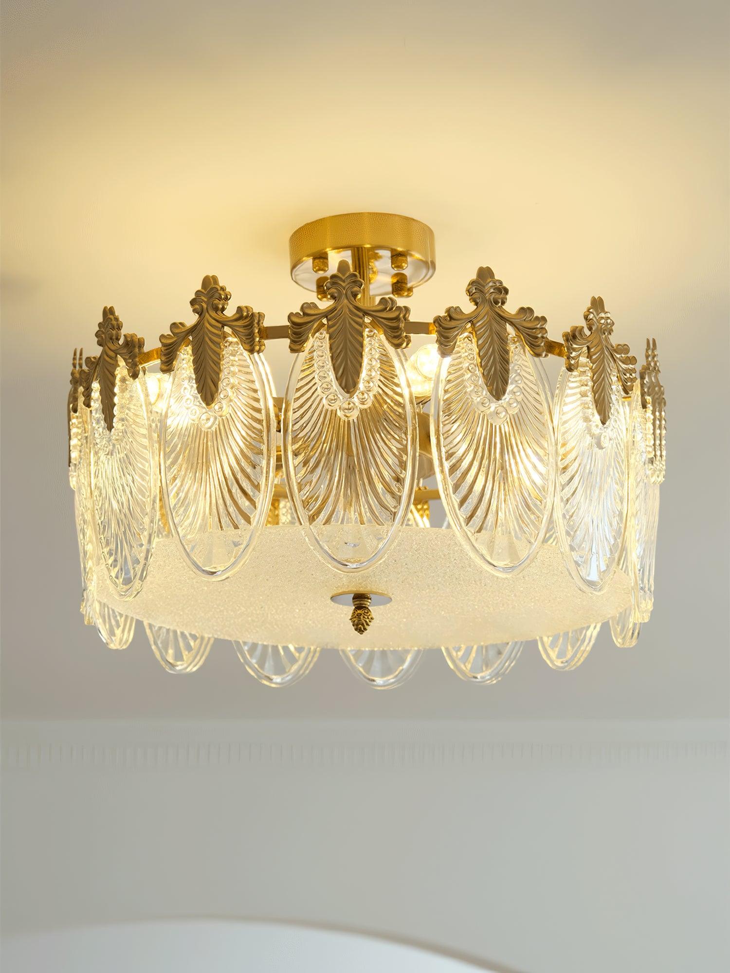 Decorative Pattern Glass Round Chandelier