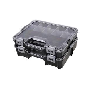 Husky 36-Compartment Hand Tool Box Interlocking Small Parts Organizer in Black (2-Pack) THD2020-002