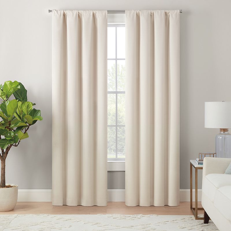 eclipse Magnitech Cannes Textured Solid 100% Blackout Rod Pocket Magnetic Closure Window Curtain Panel