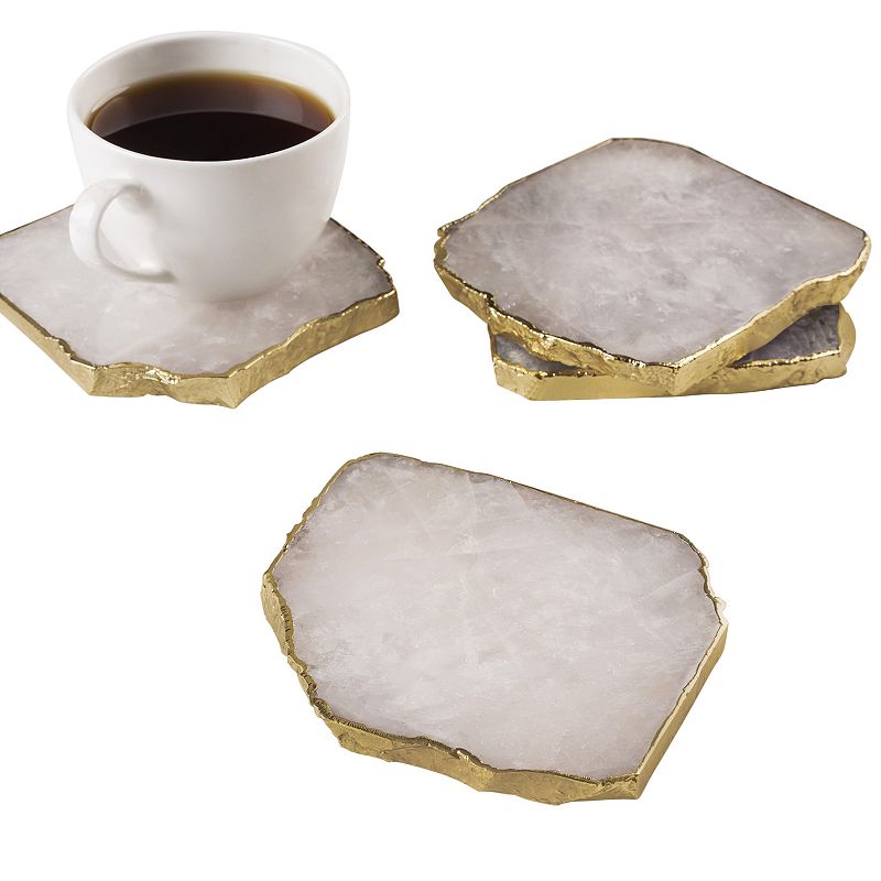 Dazzle Rose Quartz Coasters， Set of 4