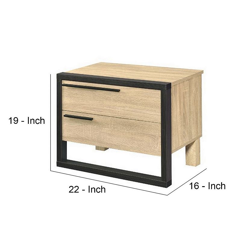 Accent Table with a Pull Out Tray and 2 Storage Drawers， Brown and Black