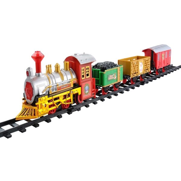 12Piece Battery Operated Lighted and Animated Christmas Express Train Set with Sound