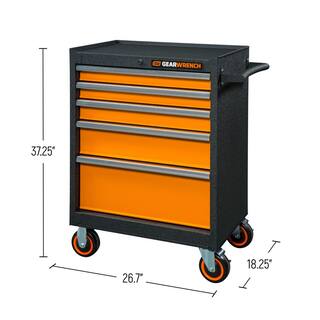 GEARWRENCH 14 in. 38 in. and 12 in. Drive Mechanics Tool Set in EVA with 26 in. 5-Drawer GSX Rolling Tool Cabinet (192-Pieces) GW192CABNTCB