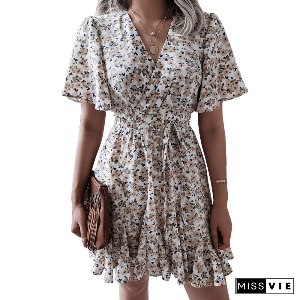 Women's Printed Chiffon Sexy Dress Girl