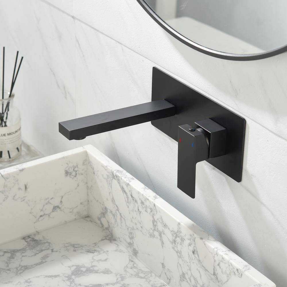 Single Handle Wall Mounted Bathroom Faucet in Matte Black NK-LQNK-0911