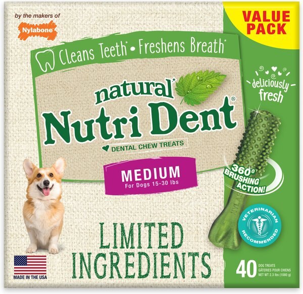 Nylabone Nutri Dent Limited Ingredients Fresh Breath Natural Dental Dog Treats