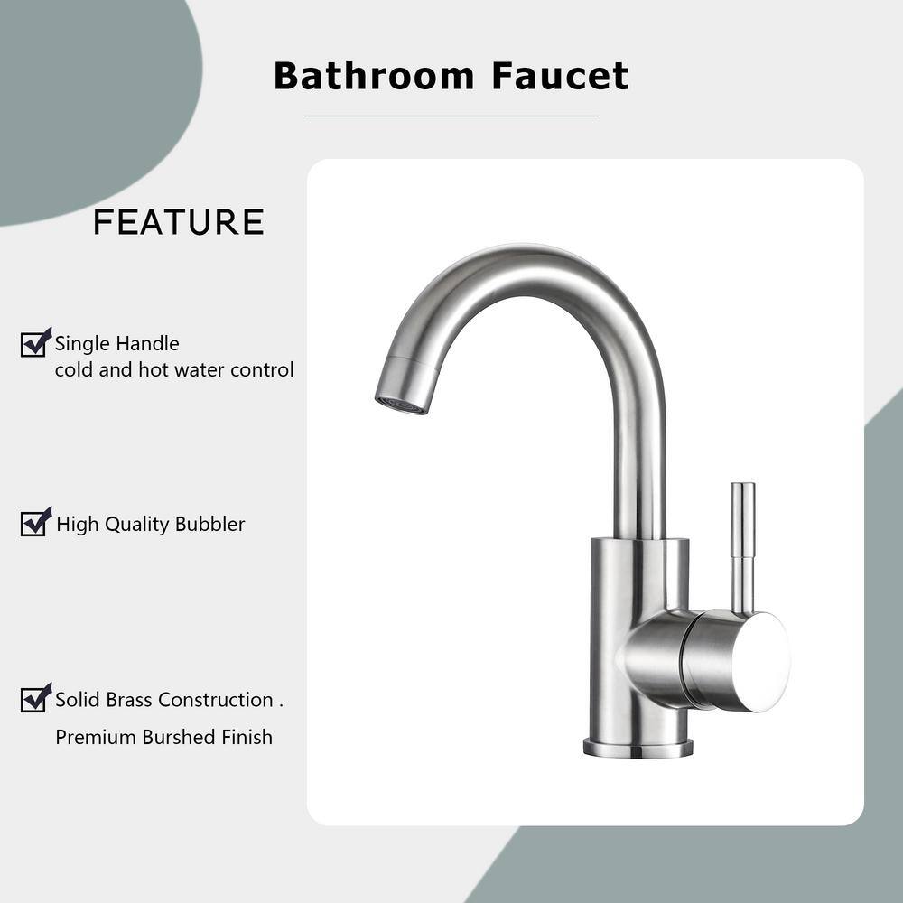 LORDEAR Single-Handle Single Hole Vessel Bathroom Faucet with Deck Plate and Hose in Brushed Nickel H-SLC2012-SS