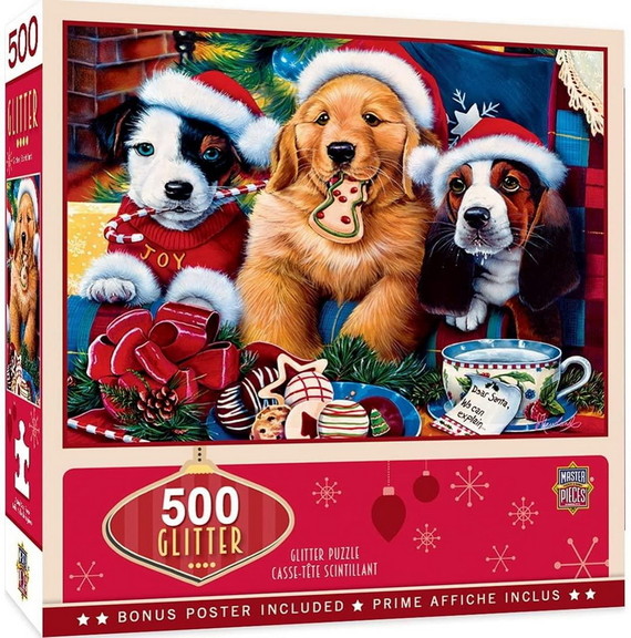 MasterPieces MAP 31709 C Santa Paws 500 Piece Glit...