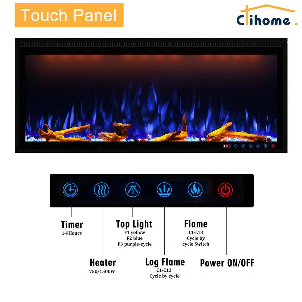 Clihome 84 in. W Wall-MountedInserted Electric Fireplace in Black CL-BI88Z