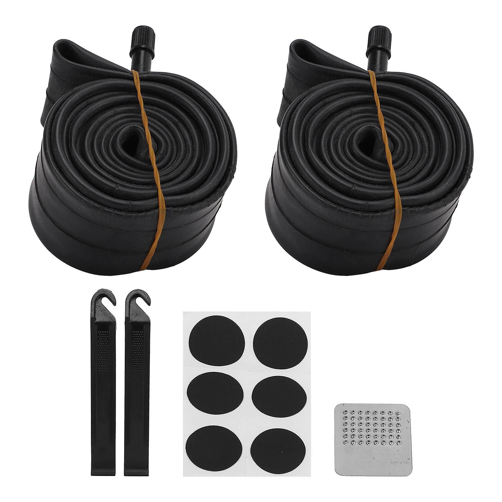 Bike Tire Repair Tool Kit Butyl Rubber With Replacement Inner Tube Round Patches Tire Levers18x1.75/2.125