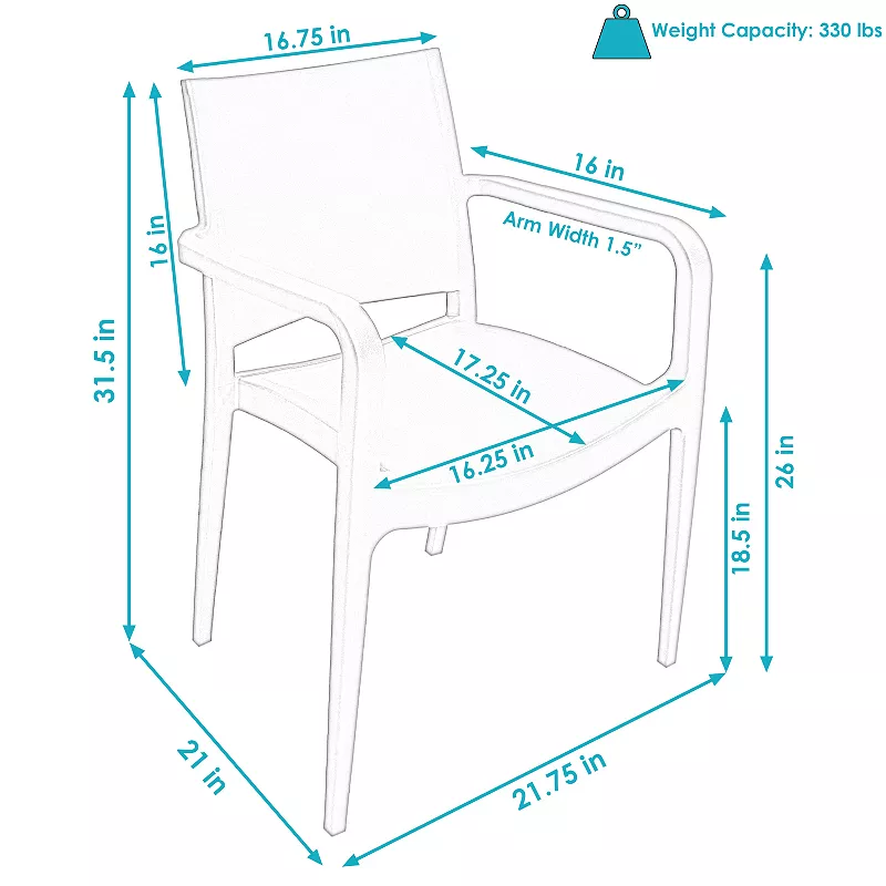 Sunnydaze Set Of 4 Landon Plastic Stackable Dining Armchairs