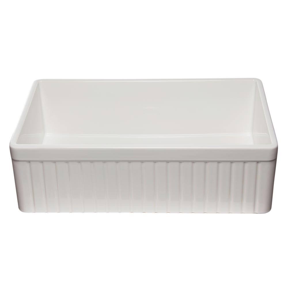 ALFI BRAND Fluted Farmhouse Apron Fireclay 33 in. Single Basin Kitchen Sink in White AB532-W