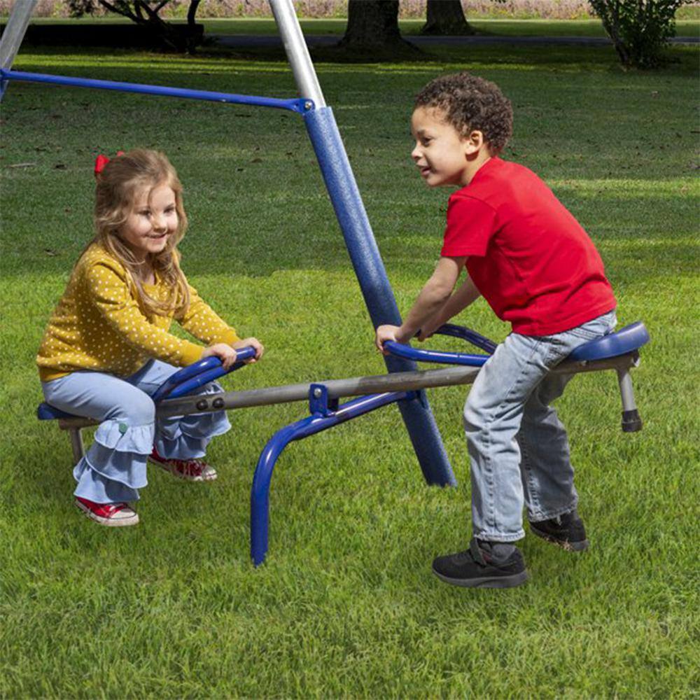 XDP Recreation Fun All Mighty Swing Set wSee Saw Super Disc Swings  Slide XDP-96668G