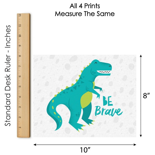 Big Dot Of Happiness Roar Dinosaur Unframed Dino Trex Nursery And Kids Room Linen Paper Wall Art Set Of 4 Artisms 8 X 10 Inches